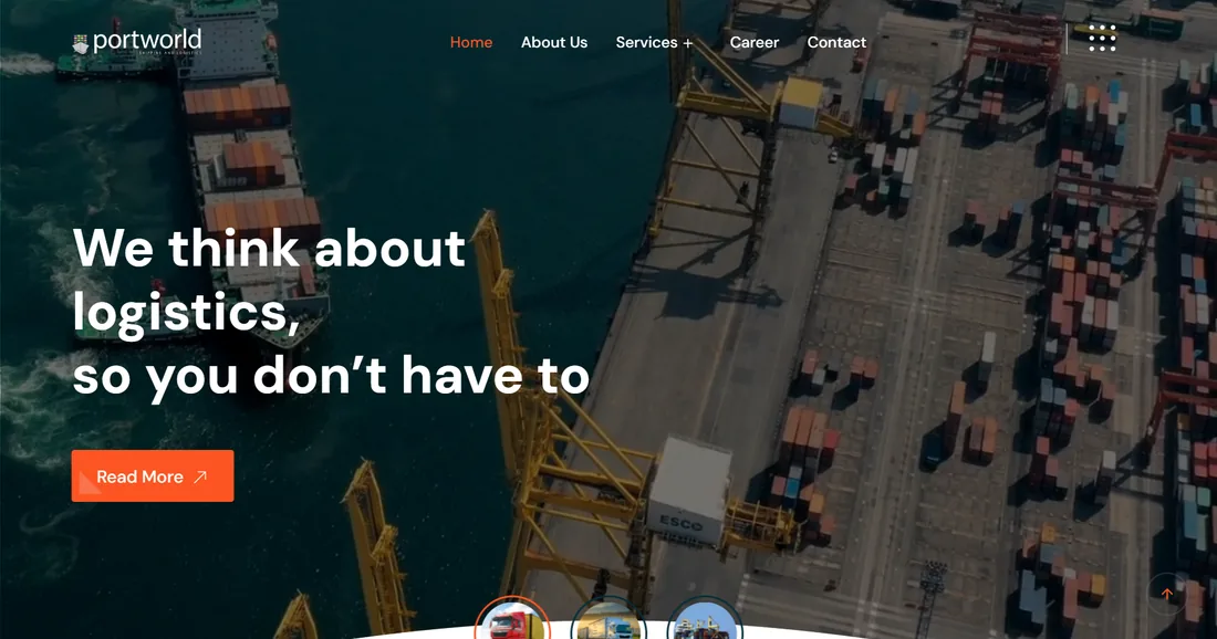Website designed for Portworld Shipping